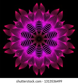 Hand Drawn Background With Mandala. Vector Decorative Elements. Arabic, Indian, Ottoman Motifs. Black purple color.