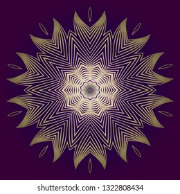 Hand Drawn Background With Mandala. Vector Decorative Elements. Arabic, Indian, Ottoman Motifs. Purple gold color.