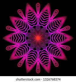 Hand Drawn Background With Mandala. Vector Decorative Elements. Arabic, Indian, Ottoman Motifs. Black purple color.