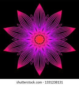 Hand Drawn Background With Mandala. Vector Decorative Elements. Arabic, Indian, Ottoman Motifs. Black purple color.