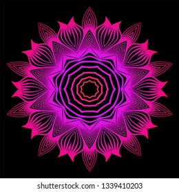 Hand Drawn Background With Mandala. Vector Decorative Elements. Arabic, Indian, Ottoman Motifs. Black purple color.
