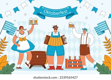 hand drawn background Oktoberfest beer festival celebration