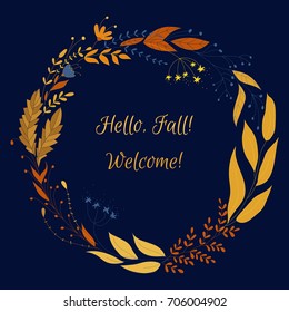 Hand drawn background on floral theme. Greeting card with doodle flowers.