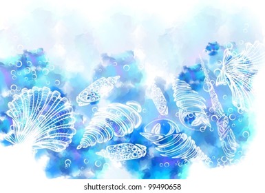 Hand Drawn background with see shell, beautiful vector illustration