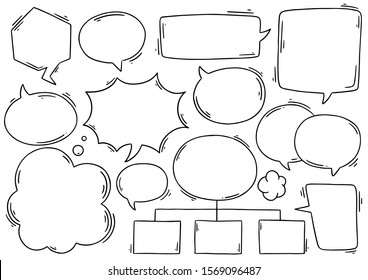handgezeichneter Hintergrund Set süßer Sprachblase im Doodle-Stil 