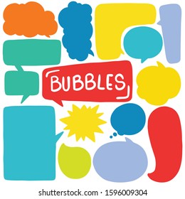 hand drawn background Set of cute speech bubble in doodle style 