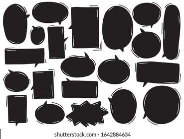 hand drawn background Set of cute speech bubble in doodle style 