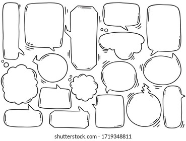 fondo dibujado a mano Conjunto de tiernos chichos de habla al estilo de doodle 