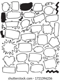 handgezeichneter Hintergrund Set süßer Sprachblase im Doodle-Stil 