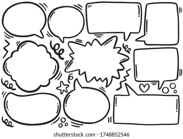 fondo dibujado a mano Conjunto de tiernos chichos de voz en estilo doodle 