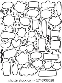 fondo dibujado a mano Conjunto de tiernos chichos de voz en estilo doodle 