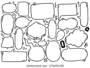 fondo dibujado a mano Conjunto de tiernos chichos de voz en estilo doodle 