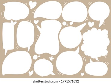 hand drawn background Set of cute speech bubble in doodle style 