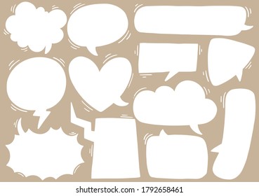 hand drawn background Set of cute speech bubble in doodle style 