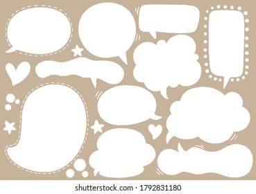 hand drawn background Set of cute speech bubble in doodle style 