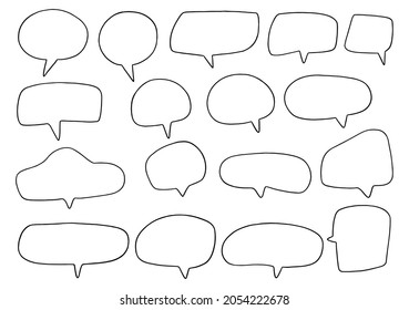 hand drawn background Set of cute speech bubble in doodle style 