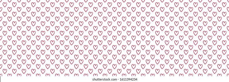 Hand drawn background with simple hearts. Seamless wallpaper on surface. Print for your design
