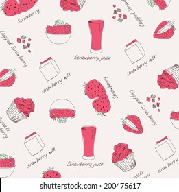 hand drawn background strawberries
