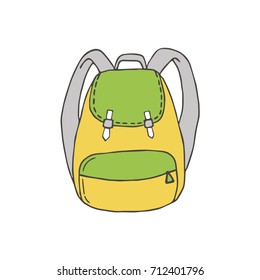 Hand drawn backpack. Design element for school  or travel illustrations. 