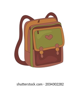 Hand drawn backpack in doodle style. School bag in beautiful colors. Vector illustration
