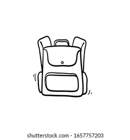 hand drawn Backpack icon. Line art style. Vector.doodle