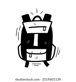Hand Drawn Backpack Illustration. Doodle Vector. Isolated on White Background - EPS 10 Vector