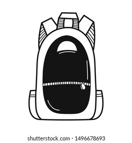Hand drawn Backpack isolated on a white. Vector illustration.