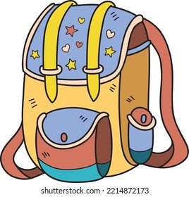 Handgezeichneter Rucksack für Studierende einzeln auf Hintergrund