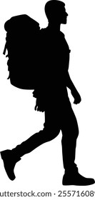 Hand drawn backpacker silhouette illustration full body