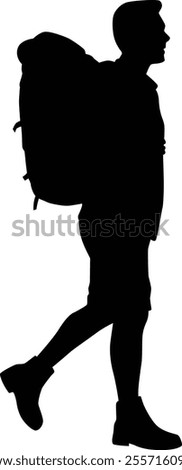 Hand drawn backpacker silhouette illustration full body