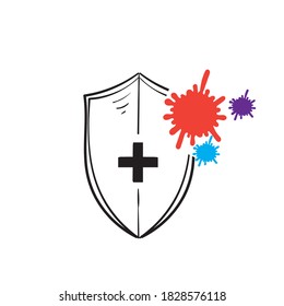 hand drawn Bacteria Protection logo vector in doodle style vector