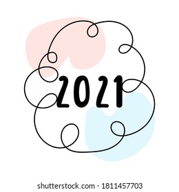 Hand drawn badge - 2021. New year concept. illustration on white background. 
