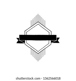 Hand Drawn Badge Logo Element. black and white.