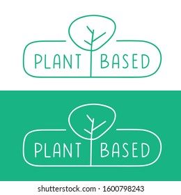 Hand drawn badges - plant based. Vector illustration for prints, stickers, posters design.