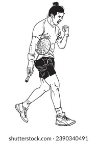 hand drawn badminton action vector illustration