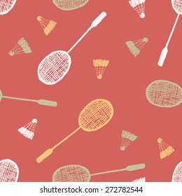 hand drawn badminton seamless pattern
