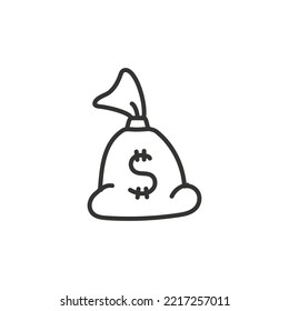 Sacar mano la bolsa del icono del vector del dinero. Diseño de signos de grasa de icono de efectivo. Pictograma del símbolo del vector EPS 10.