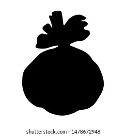 Hand Drawn a bag with presents doodle. Silhouette icon. Decoration element. Isolated on white background. Flat design. Vector illustration.