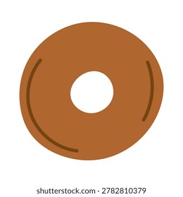 Hand drawn bagel with round shape and center hole, perfect for bakery menus, cafe branding, and breakfast packaging