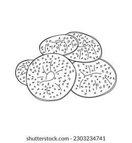 Hand drawn bagels. Sketch vector illustration.
