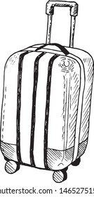 Hand drawn Baggage. Vector illustration. Travel suitcase.
