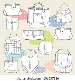 Hand drawn bags vector