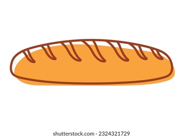 Hand Drawn Baguette Clip art with Outline Doodle for Bakery Shop Banner Decoration Element in Cartoon Animated Isolated on White Background