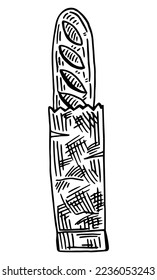 Hand drawn baguette in package