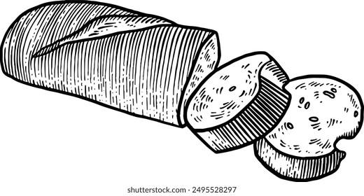 Hand drawn Baguette Sketch Illustration