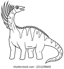 hand drawn of bajadasaurus line art 