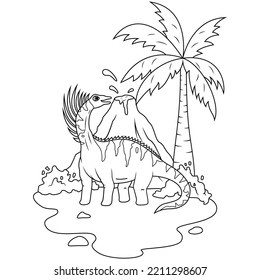 hand drawn of bajadasaurus line art 