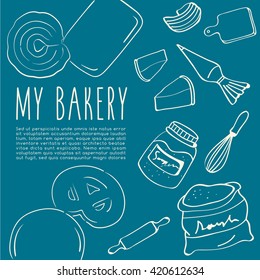 Hand Drawn Bakery Background : Vector Illustration