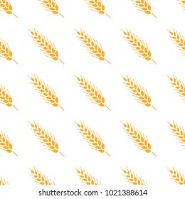 Hand drawn bakery background. Whole grain, natural, organic background for bakery package, bread products. Vector seamless pattern illustration ears of wheat.