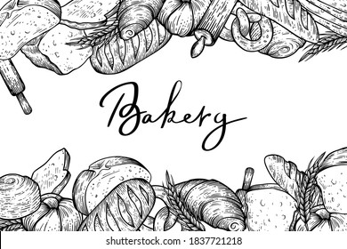 Handgezeichneter Bäckereibanner, Vektorgrafik